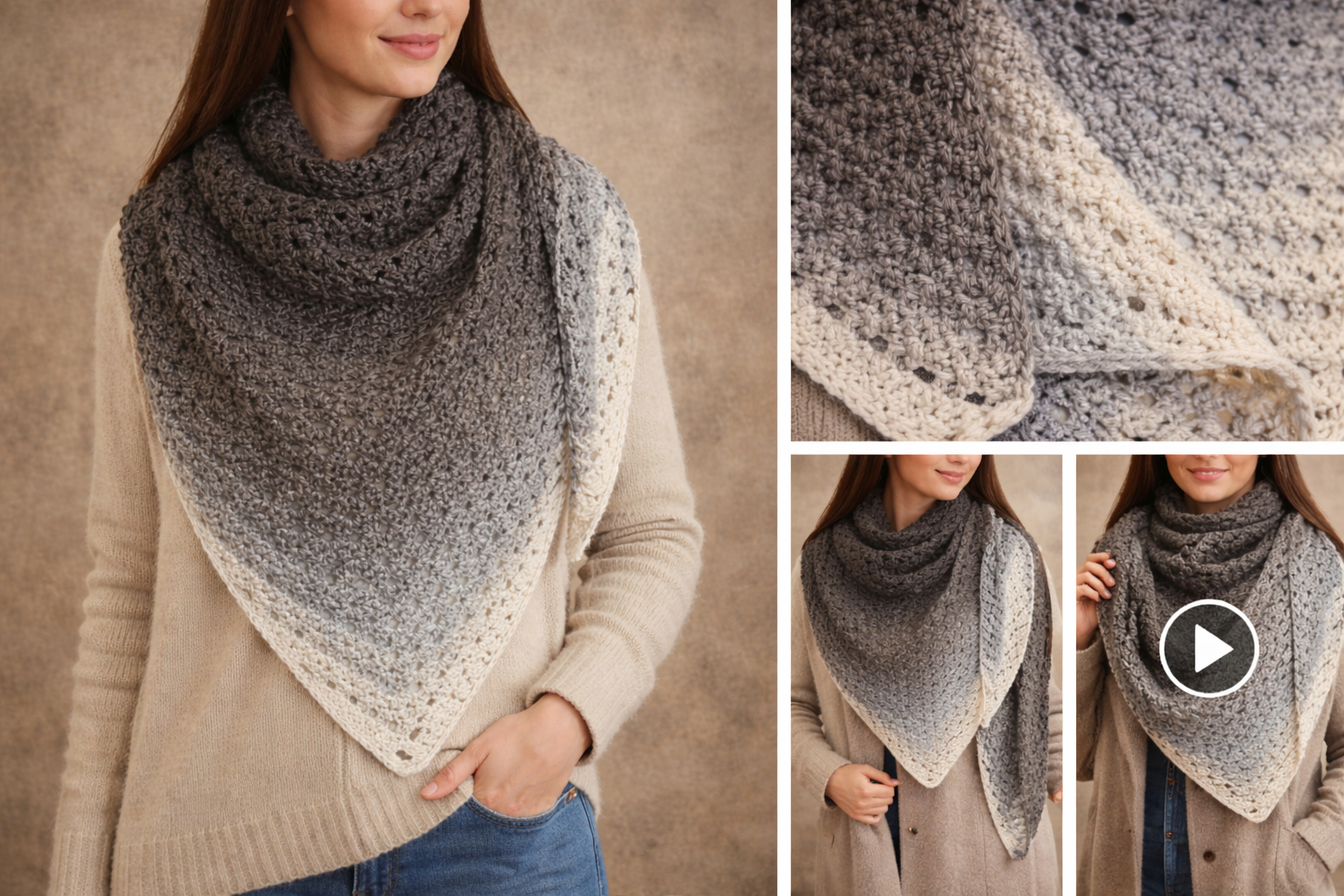 Châle au crochet fait main porté de manière élégante, accessoire femme confortable et intemporel